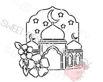 Ramadan Floral mosque PYO cookie stencil. Matching cookie cutter available RD022
