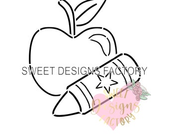 Back to school PYO cookie stencil Matching cookie cutter available EJB653