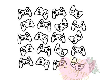 Video game controller gamer background pattern cookie stencil DG277