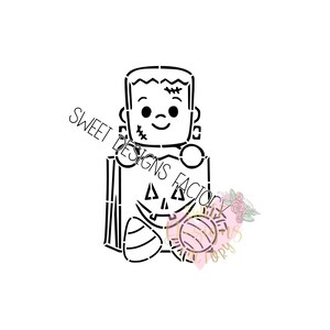 Halloween  Frankenstein treat bag PYO cookie stencil Matching cookie cutter available NH007