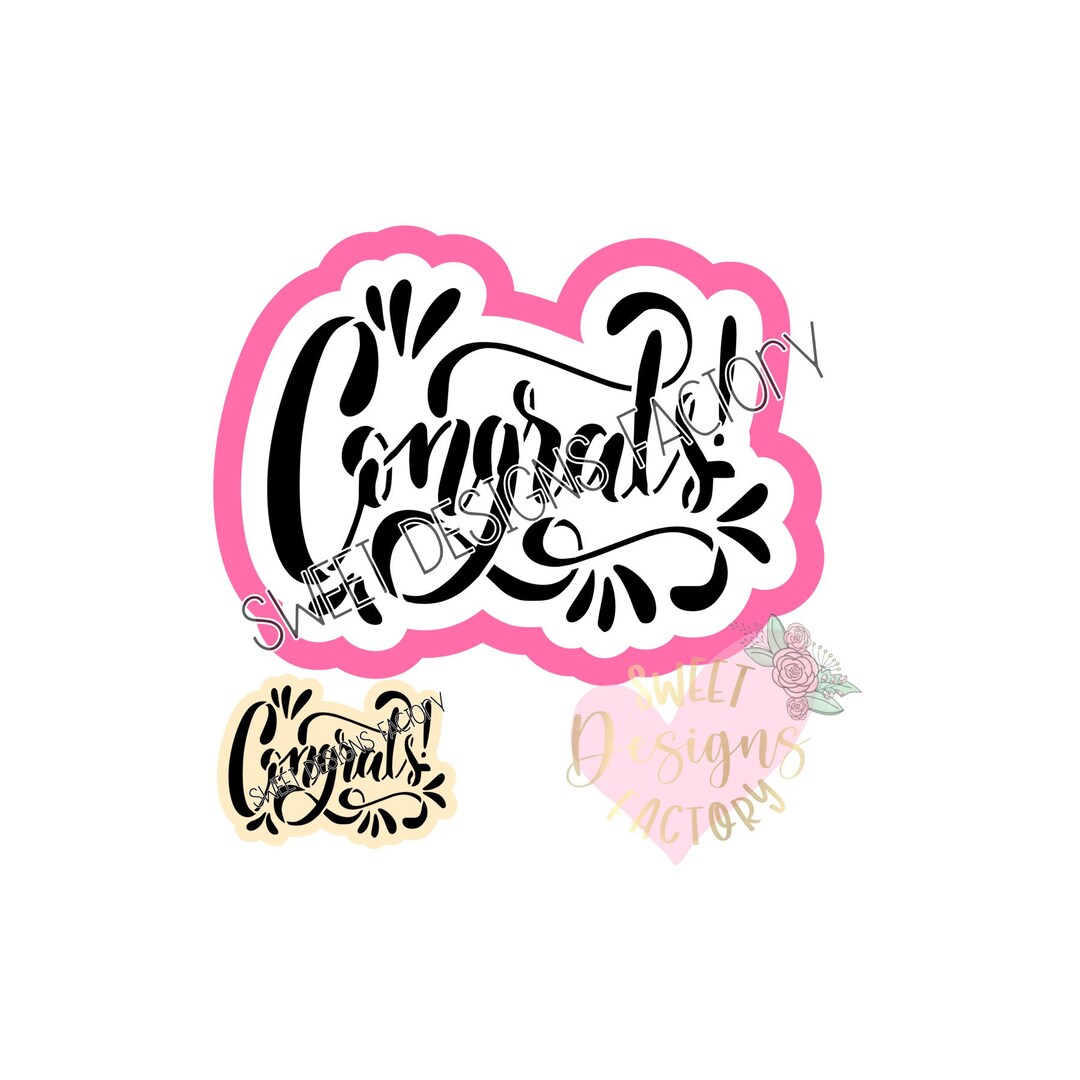 Congrats Cookie Cutter and Matching Cookie Stencil MD091 - Etsy