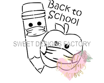 Back to school PYO cookie stencil Matching cookie cutter available EJB598
