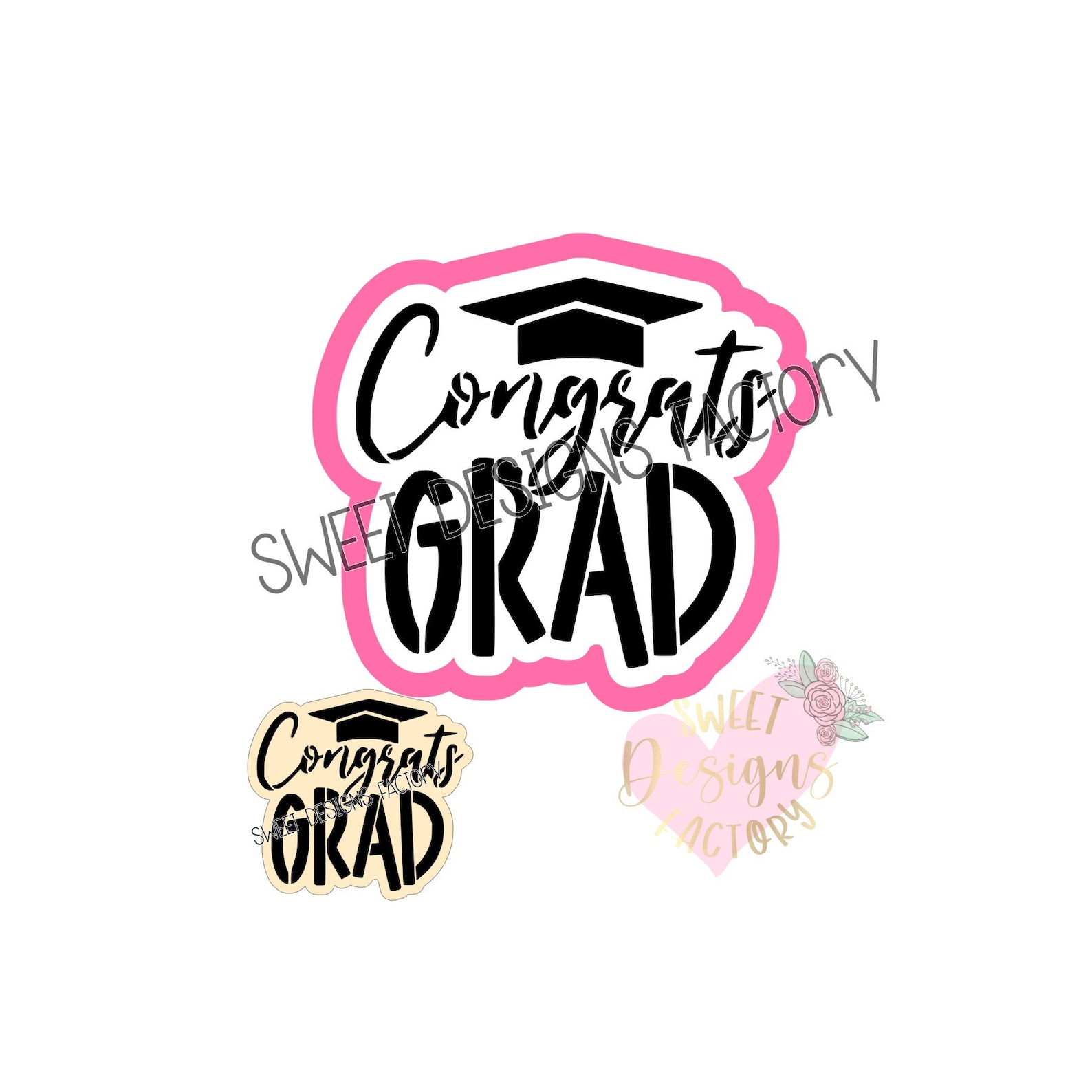 Graduation Congrats Grad Cookie Cutter and Matching Cookie Stencil ...