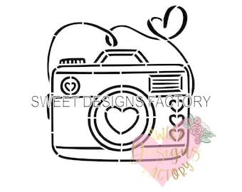 Camera PYO cookie stencil. Matching cookie cutter available JTV14