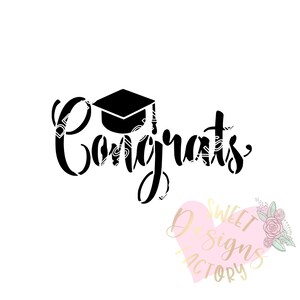 Congrats grad cookie stencil H39