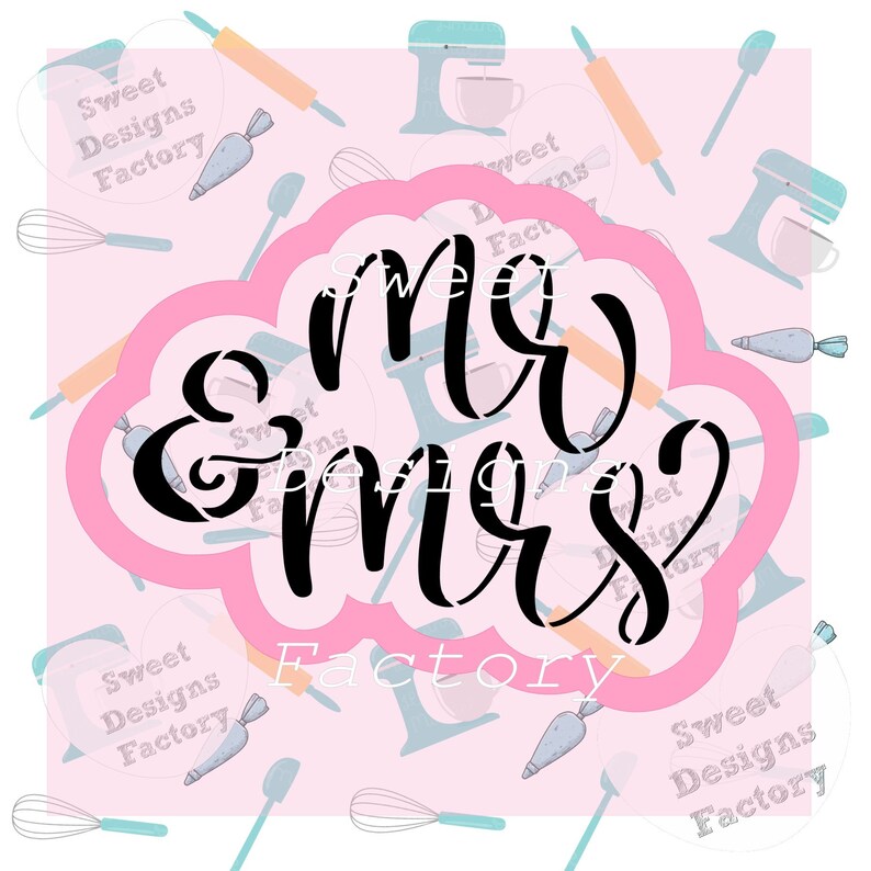 mr mrs cookie cutter and matching cookie stencil or stencil etsy