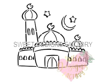 Mosque PYO cookie stencil. Matching cookie cutter available JTV130