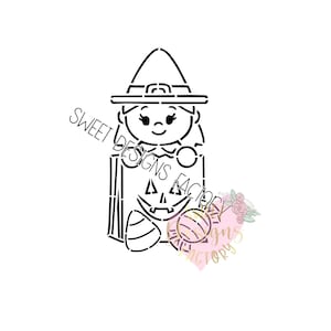 Halloween  witch treat bag PYO cookie stencil Matching cookie cutter available NH004