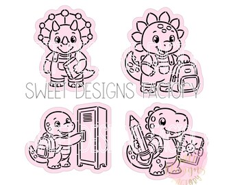 Back to school dinosaurs paint your own PYO cookie stencil optional cookie cutter TS003