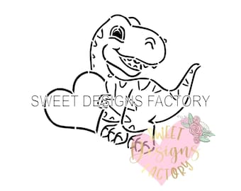 Valentine's day PYO cookie stencil. Matching cookie cutter available dinosaur JTV2