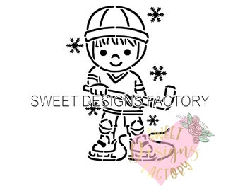 Hockey player PYO cookie stencil Matching cookie cutter available WF68