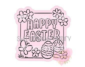 Happy Easter paint your own PYO cookie stencil. Matching cutter available PS021