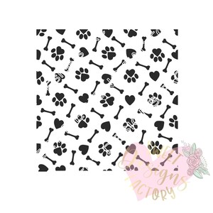 Dog pawprints background pattern cookie stencil WA218