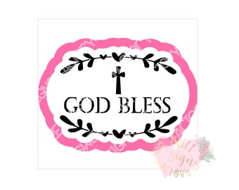 First communion God bless cookkie cutter and matching cookie stencil E194
