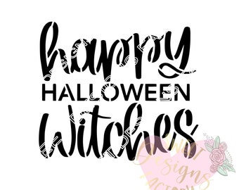 Happy Halloween witches cookie stencil H114