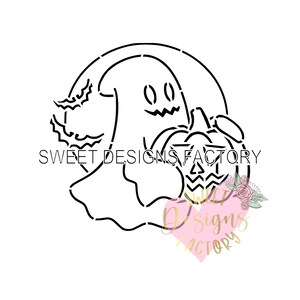 Halloween ghost PYO cookie stencil Matching cookie cutter available PQ400