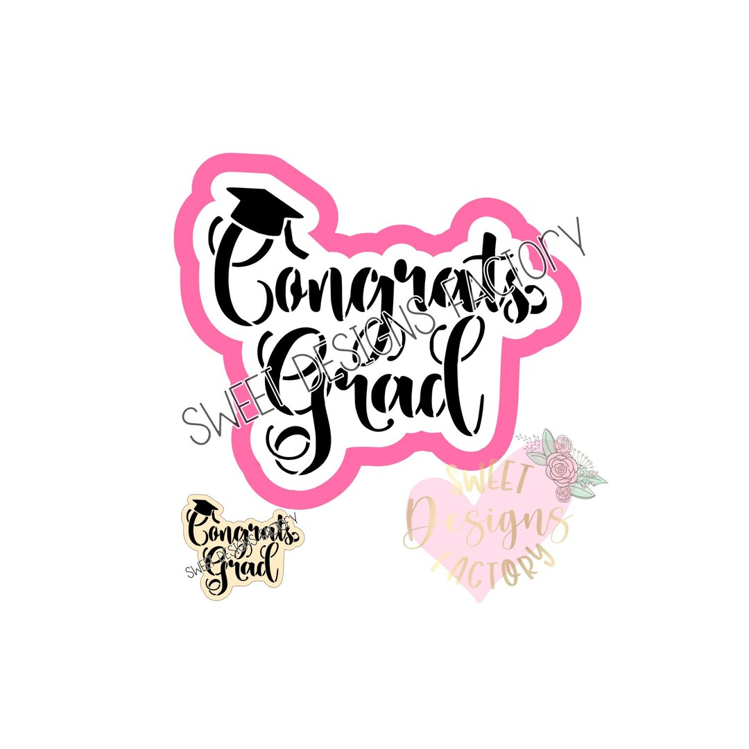 Graduation Congrats Grad Cookie Cutter and Matching Cookie Stencil ...