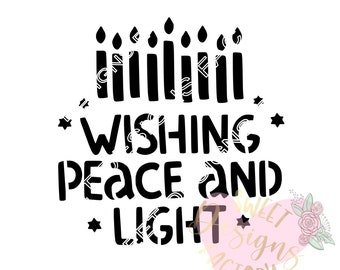 Hanukkah cookie stencil wishing peace and light H338