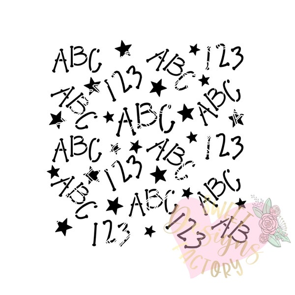 School themed background pattern cookie stencil WA362