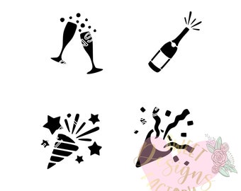 New Year cookie stencil H402