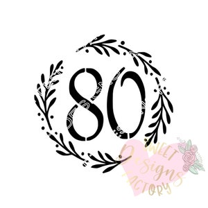 Number eighty cookie stencil DG200