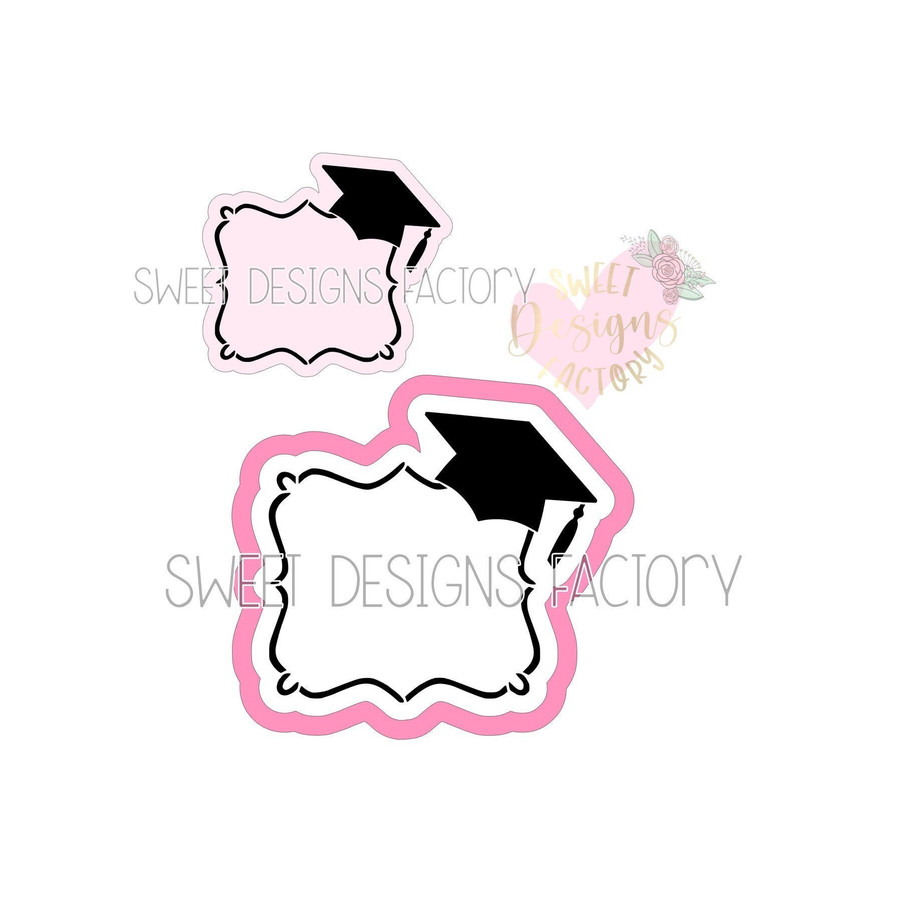 Graduation Plaque Frame Cookie Stencil and Matching Cookie Cutter DG251 ...