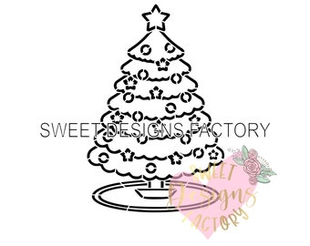 Christmas tree PYO cookie stencil Matching cookie cutter available EJN00211