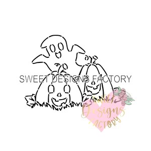 Halloween PYO cookie stencil cute ghost and pumpkins Matching cookie cutter available H95