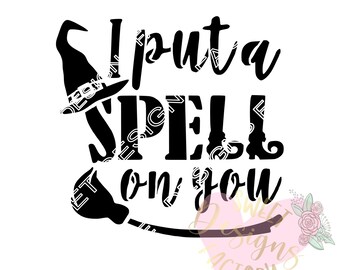 Halloween words I put a spell on you cookie stencil WA336