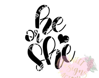 Baby gender reveal cookie stencil He or She DH36
