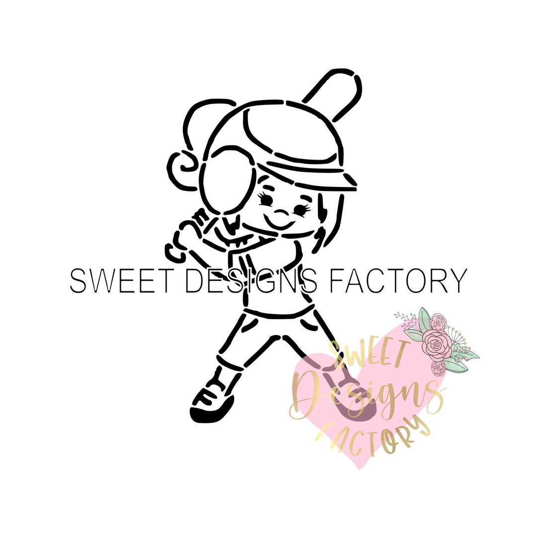 Baseball Player Girl PYO Cookie Stencil Matching Cookie Cutter ...