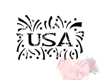 USA word 4th of July cookie stencil WF88