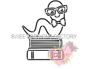School bookworm PYO cookie stencil Matching cookie cutter available ENB900761