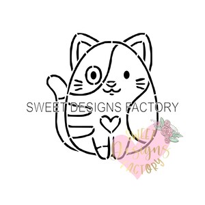 Cat PYO cookie stencil. Matching cookie cutter available WF133