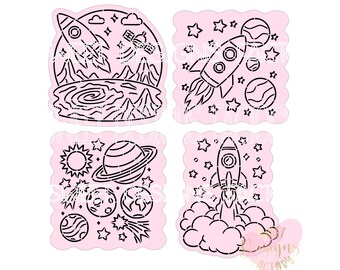 Space rocket planet galaxy paint your own PYO cookie stencil optional cookie cutter TS015