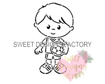 Soccer player PYO cookie stencil Matching cookie cutter available H03