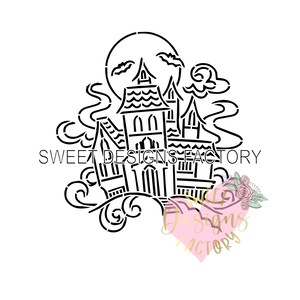 Halloween PYO cookie stencil haunted house Matching cookie cutter available JB552