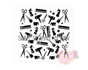 Beauty hair salon background cookie stencil DN83