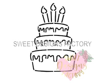 Birthday cake PYO cookie stencil.Matching cookie cutter available ESV12