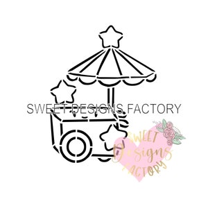 Ice cream cart PYO cookie stencil Matching cookie cutter available EJ0090