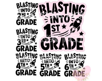 Back to school cookie stencil optional cookie cutter  Blasting into 1st grade TS014