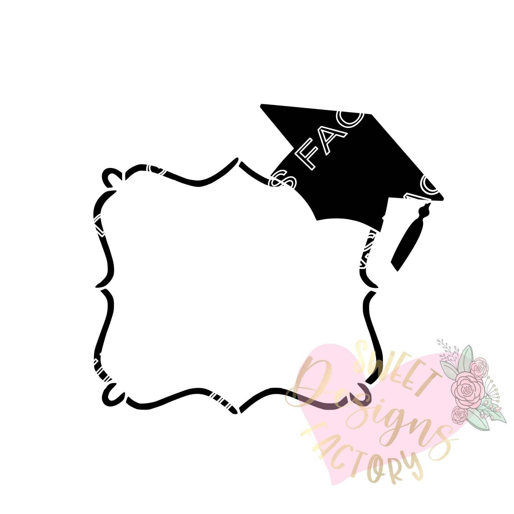 Graduation Plaque Frame Cookie Stencil and Matching Cookie Cutter DG251 ...
