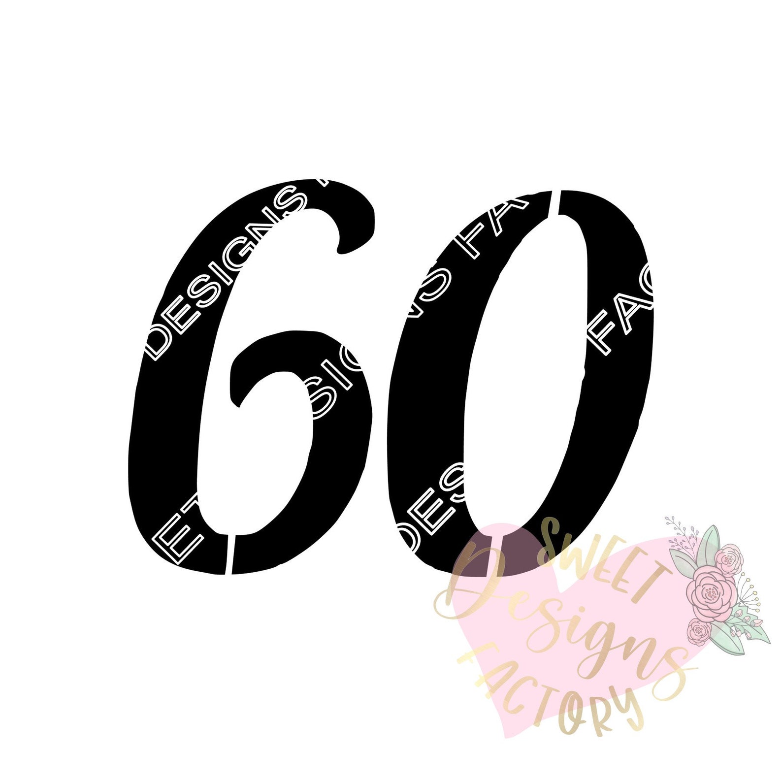 Number 60 cookie stencil birthday anniversary JB545 | Etsy