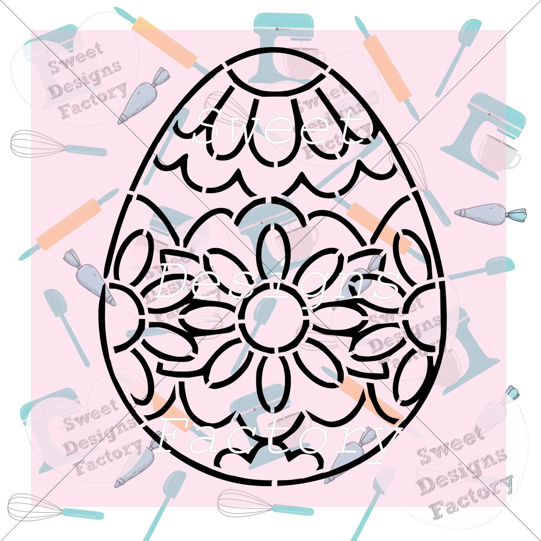 Easter egg PYO cookie stencil.Matching cookie cutter available Etsy