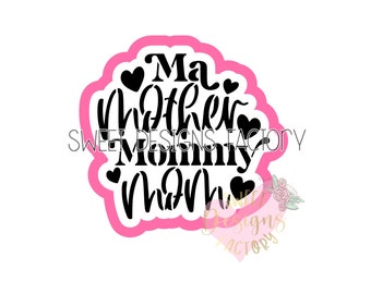 Mother's day cookie cutter and matching cookie stencil Ma mother mommy mom MD036