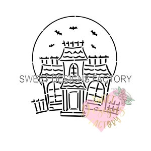 Halloween haunted house PYO cookie stencil Matching cookie cutter available PQ393