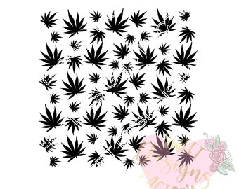 Marijuana leaf background pattern cookie stencil WF338