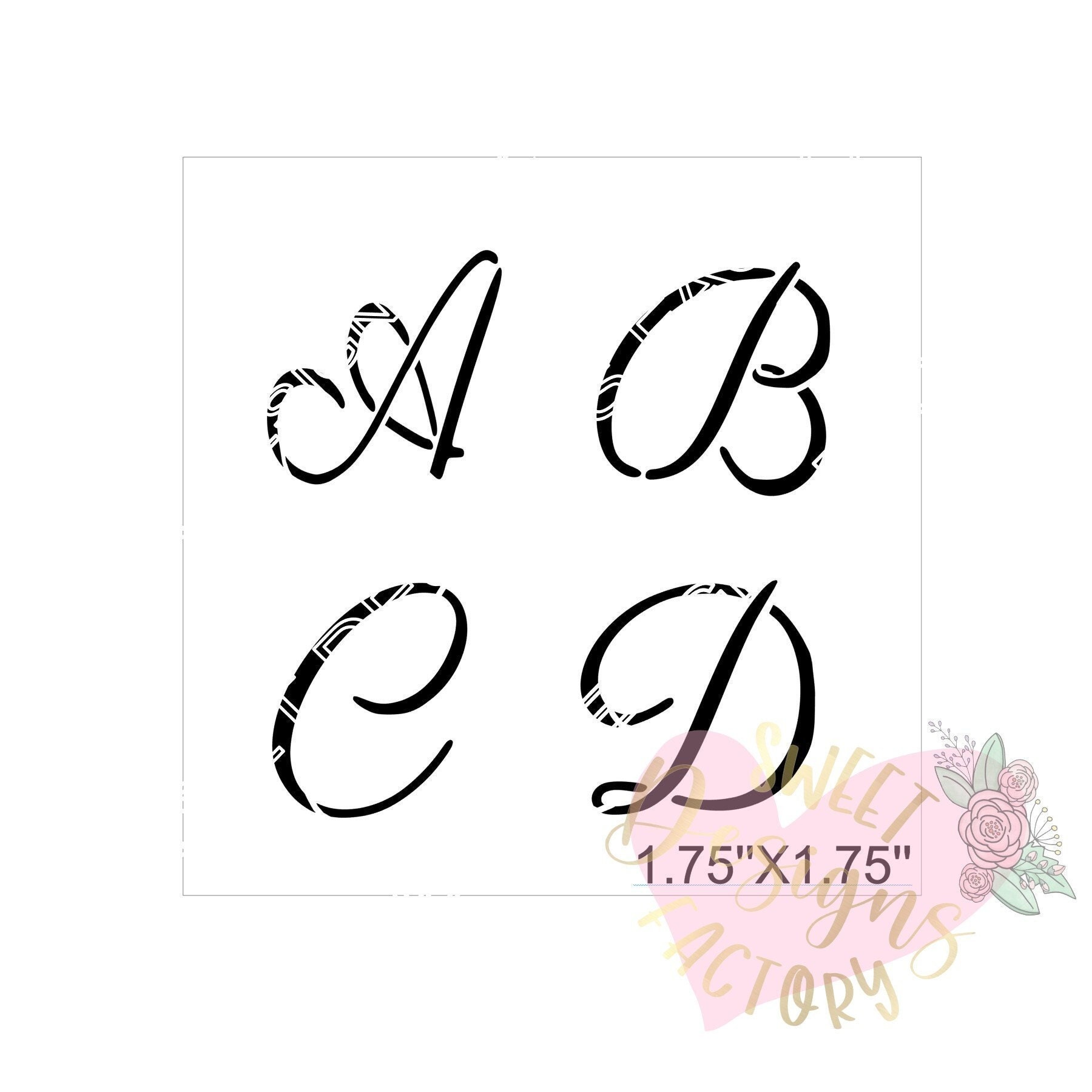 Cursive Alphabet Stencils - Single letters or entire alphabet