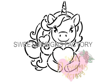 Unicorn PYO cookie stencil. Matching cookie cutter available JTV39