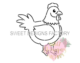 Hen PYO cookie stencil farm animal. Matching cookie cutter available DG268